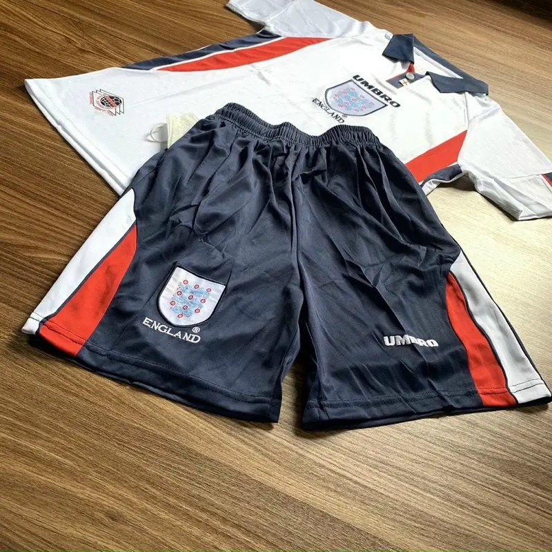 Bộ Quần Áo Bóng Đá, Áo Đá Banh Đội Tuyển Anh 1998 Quần Có Túi - Vải Polyester Gai Thái Cao Cấp 2