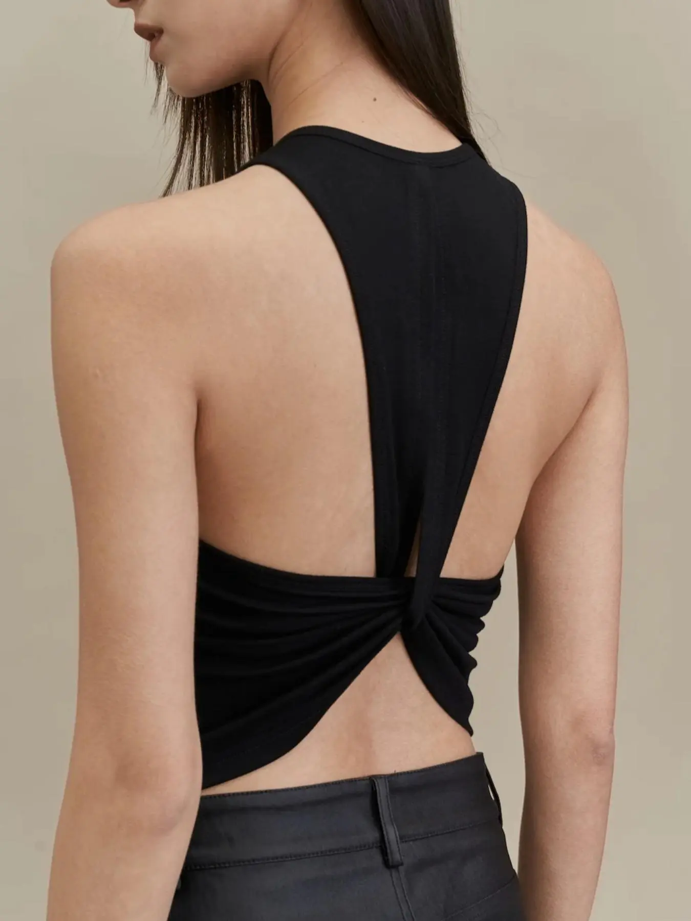 Women's Solid Backless  Tank Top, Casual Sleeveless Top for Summer, Ladies Clothes for Daily Wear