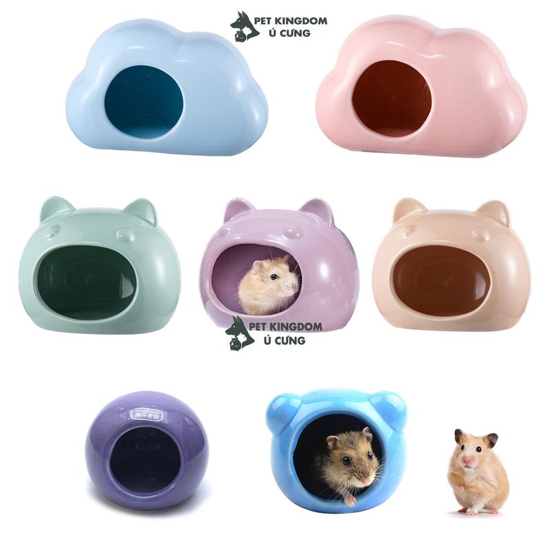 Pet Kingdom Ú Cưng Nhà Ngủ Sứ Nhiều Màu Cho Hamster Kích Thước Phù Hợp Với Hamster Winter White Robo Campell Size Nhỏ 8x6x5x6.5cm & Size Lớn 15.3x8.8x10.5cm