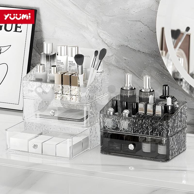 Yuumi Nhựa Acrylic Vân Kim Cương Trong Suốt HộP ĐựNg Mỹ PhẩM Khay Kệ ĐựNg Mĩ PhẩM Khay ĐựNg Son