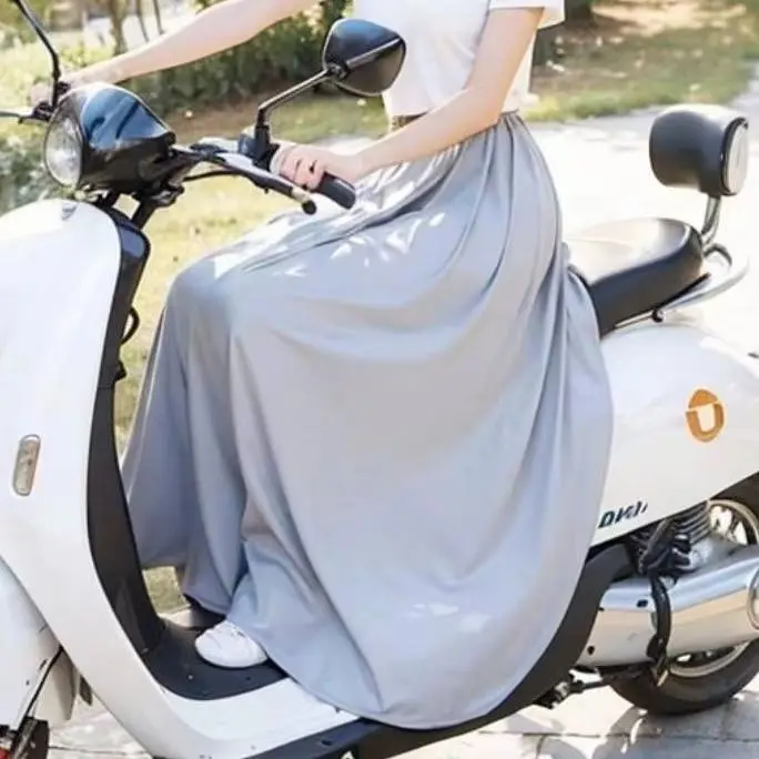 Chân Váy Chống Nắng Lụa Lạnh Khóa Một Mảnh, Chống Lộ, Dài Bảo Vệ Chân, Thích Hợp Cho Xe Điện, Dụng Cụ Hữu Ích, Năm 2024