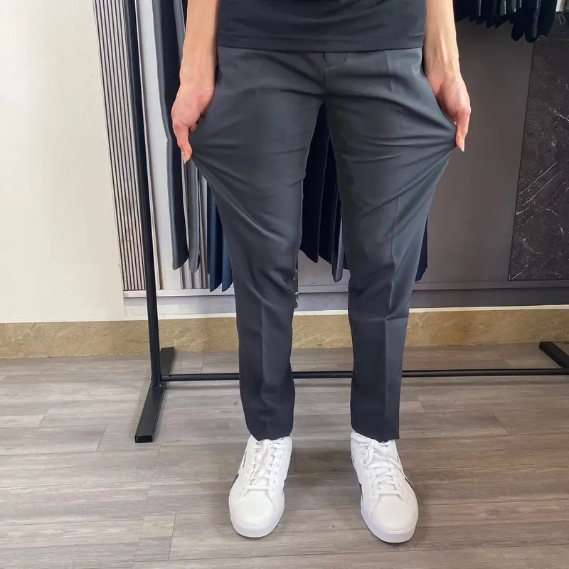 Quần Âu Nam Dáng Trẻ Vải Cotton Co Giãn Chống Nhăn 2 Màu , Đen, Ghi Menswear 6