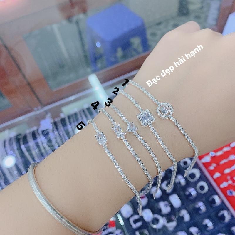 Lắc nữ bạc ta nhẹ nhàng tinh tế bản full đá phù hợp nàng nào dịu dàng Bạc Đẹp Hải Hạnh HHJ
