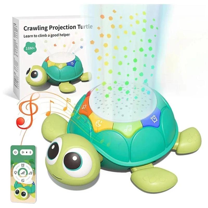 Cartoon Turtle Design Crawling Projection Toy, 1 Box Multifunctional Early Education Crawling Turtle Toy with Sound, Educational Development Toy Gift 0