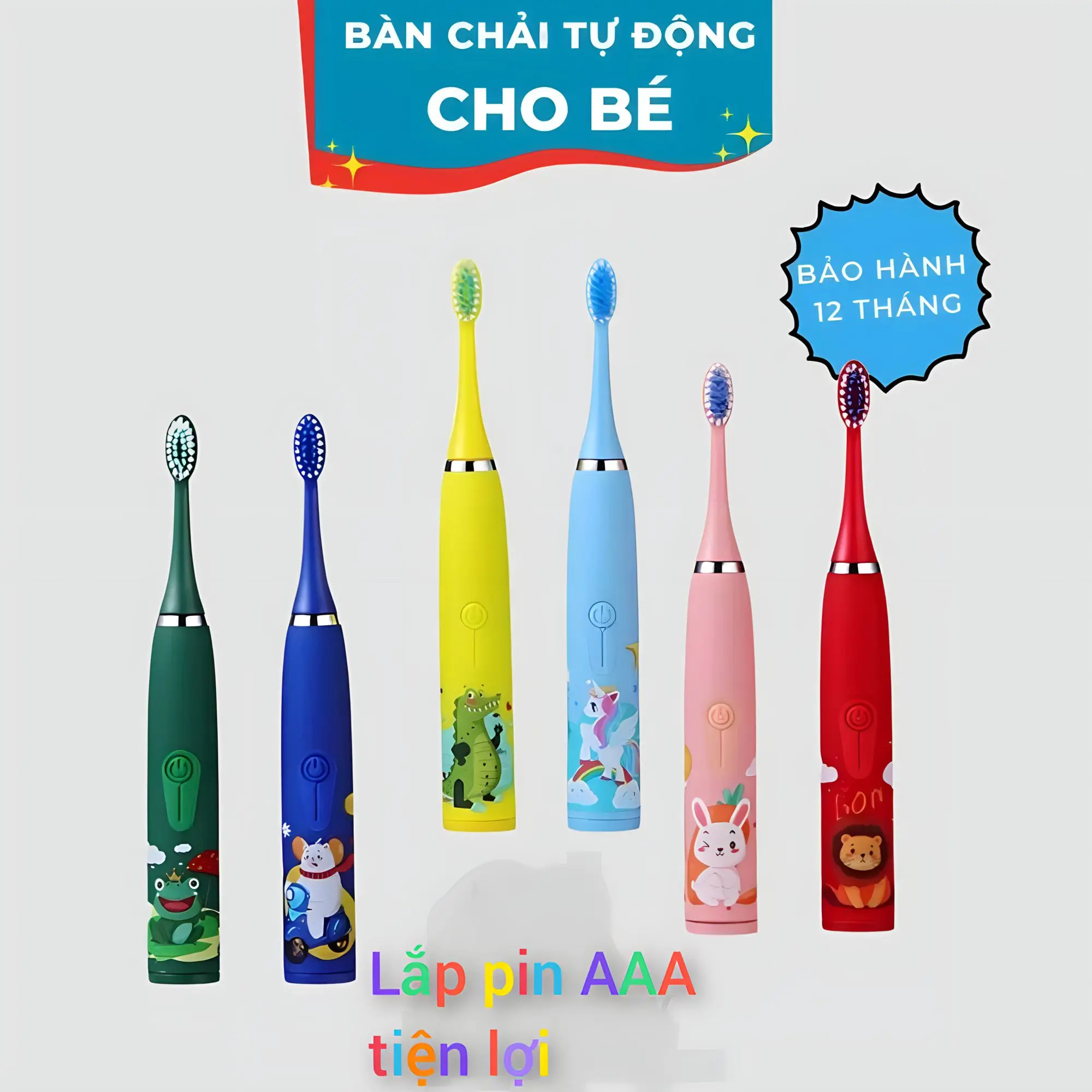 Bàn chải điện thông minh cho trẻ em lắp pin AA