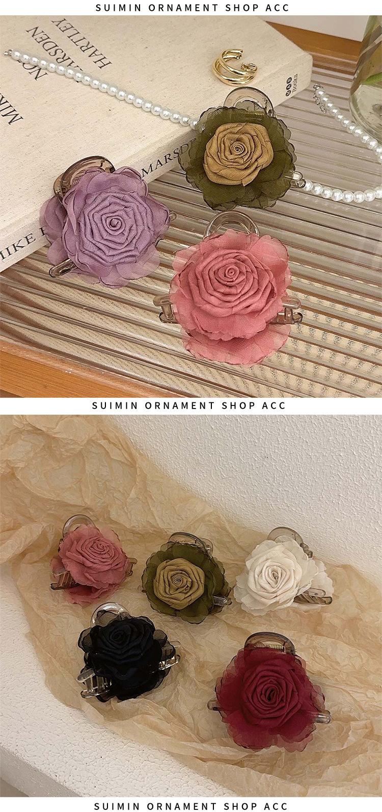 Product Introduction of Barrette Retro French Rose hair for young Fashionable Chinese style Elegant and sweet embellished hair brand new shark style Korea's hair clip. 1