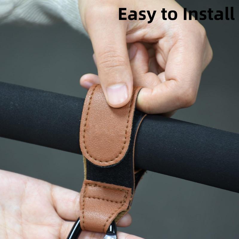 Product Introduction of 2pcs Baby Car Seat Hook, Faux Leather Accessories Stroller Hook For Hanging Bags, Easy To Use, Baby Storage & Organizers Supplies 16
