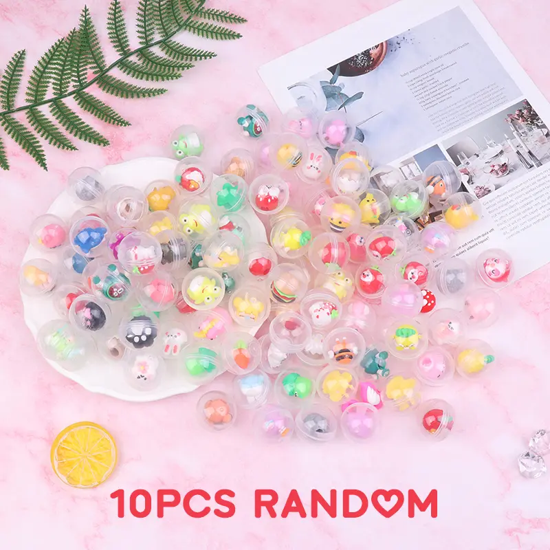 ของเล่นสัตว์น้อยขนาดเล็กสำหรับเด็ก 10 ชิ้น 32 มม. ลูกบอลสัตว์เลี้ยงตลก แคปซูลไข่ เครื่องหยอดเหรียญ