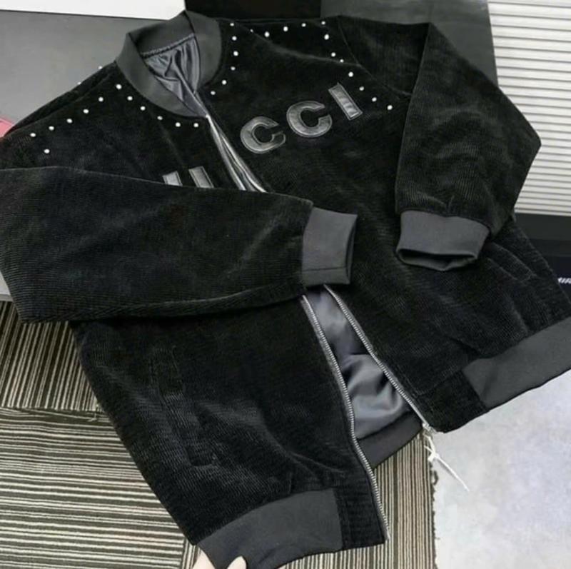 Áo Bomber G_G Chất Nhung cao cấp chữ da thêu nổi đính đá quanh áo--003 0