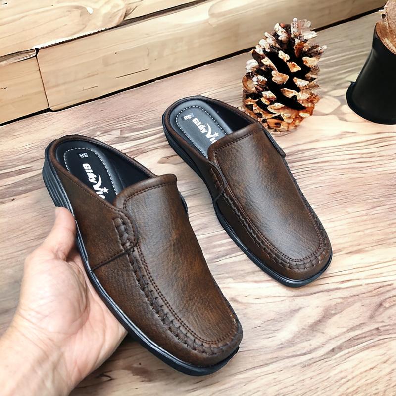 Giày sục nam  giày nam không gót trung niên  đế khâu chắc chắn sản phẩm chuẩn size có 3 màu đen nâu vàng bò Shoes DéP da bò tối giản