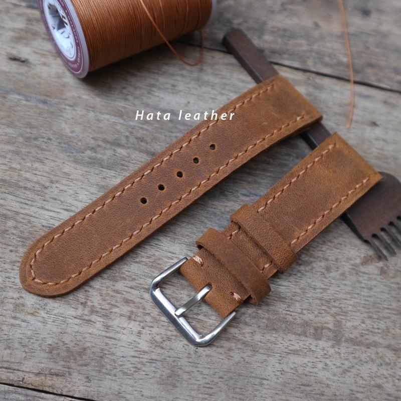 Dây đồng hồ khâu tay da bò thật.KT3 0