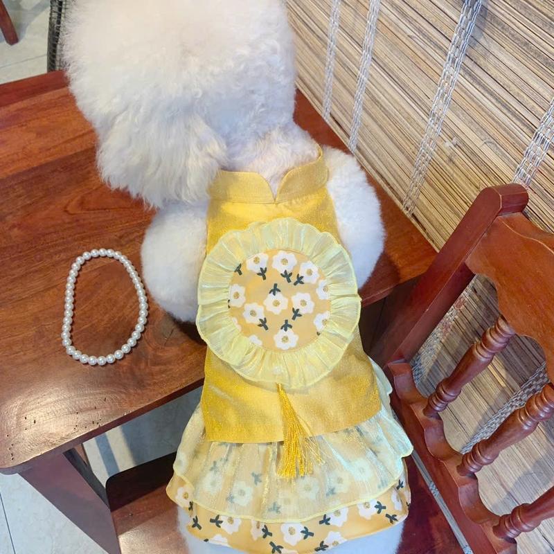 V3 VÁY HOA LƯNG váy tết 2026 cho thú cưng. Quần áo thú cưng chó mèo