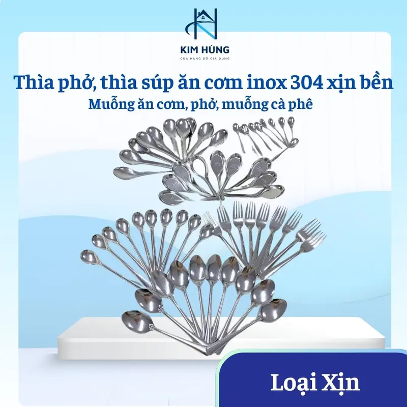 Thìa phở, thìa súp ăn cơm inox 304 xịn bền, Muỗng ăn cơm, phở, muỗng cà phê