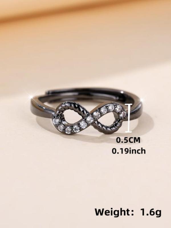 Summer 2024 Fashion Hollow Out Design Rhinestone Inlaid Ring, Infinity Ring, Simple Jewelry for Party, Club, Casual Trendy Accessories for Women & Girl, Birthday Gifts 3