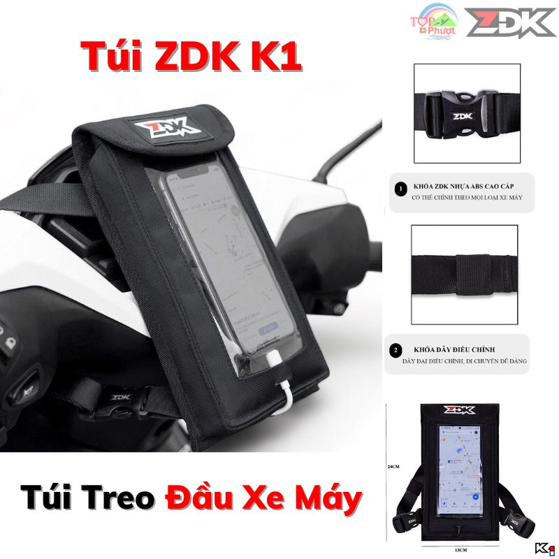  Túi treo đầu xe máy ZDK mini đựng điện thoại thiết kế mới có lỗ sạc 2 lớp hỗ trợ thoát nhiệt tốt cho điện thoại Phone 