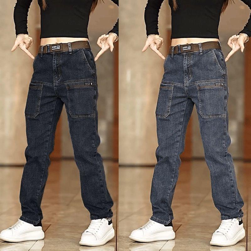 Product Introduction of Fashion men's work jeans, casual multi-pocket straight pants, thin stretch pants 2