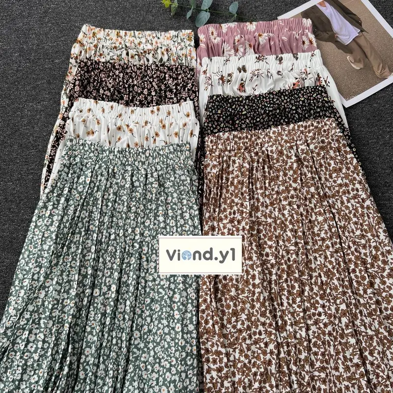 Skirt Plisket Bunga Wanita Korea / Ro Bawahan k Hyget Premium Allsize Dewasa A-Line Fit Motif 0