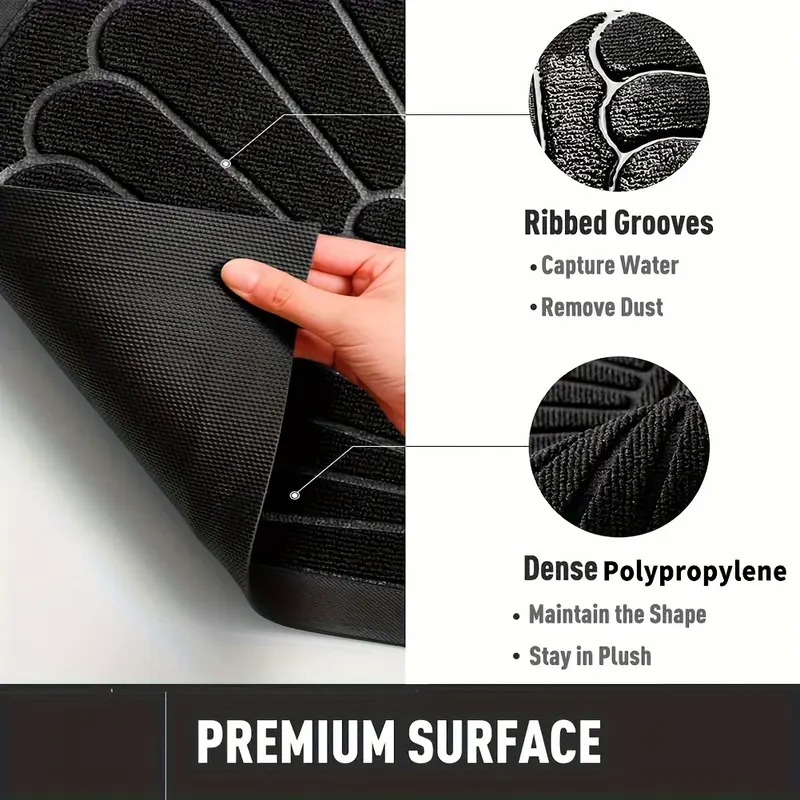 1pc Door Mat Outdoor Indoor Entrance Doormat-Semicircular Durable Rubber Non Slip Front Door Mat for Outside Inside Entry Entryway Dirt Trapper Welcome Mat for Muddy Paws and Shoes 4