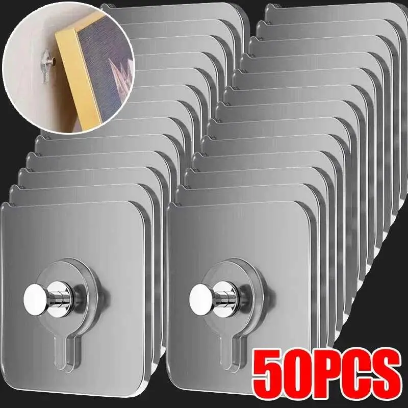 Strong Adhesive Picture Frame Holder Poster Photo Clock No Drilling Waterproof Kitchen Bathroom Hanger Screw Hooks