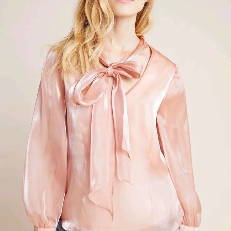 Atasan Shimmer Roshita //  tie neck blouse // atasan blouse // atasan blouse trend 2023 // mat Shimmer silk// Kerah Silk Tangan panjang Variasi Wanita Casual