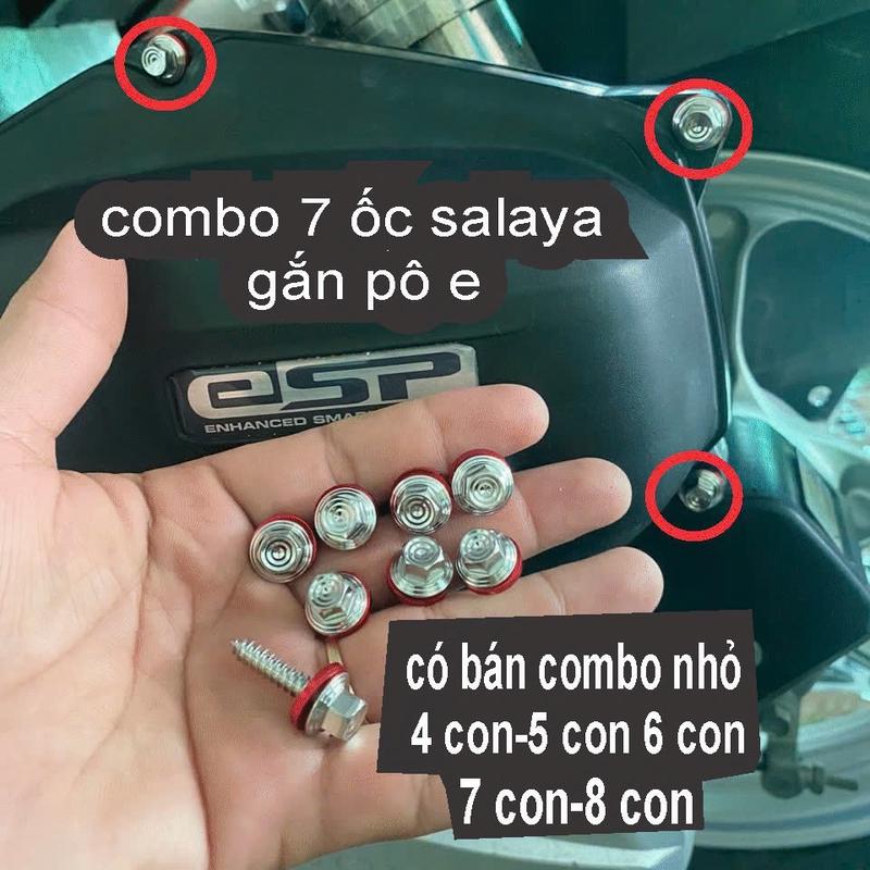 ốc pô e 5li23 xoắn bằng zin gắn cho pô e vairo - ab - sh -lead - vision mẫu salaya thái inox 304 combo nhiều loại dễ chọn