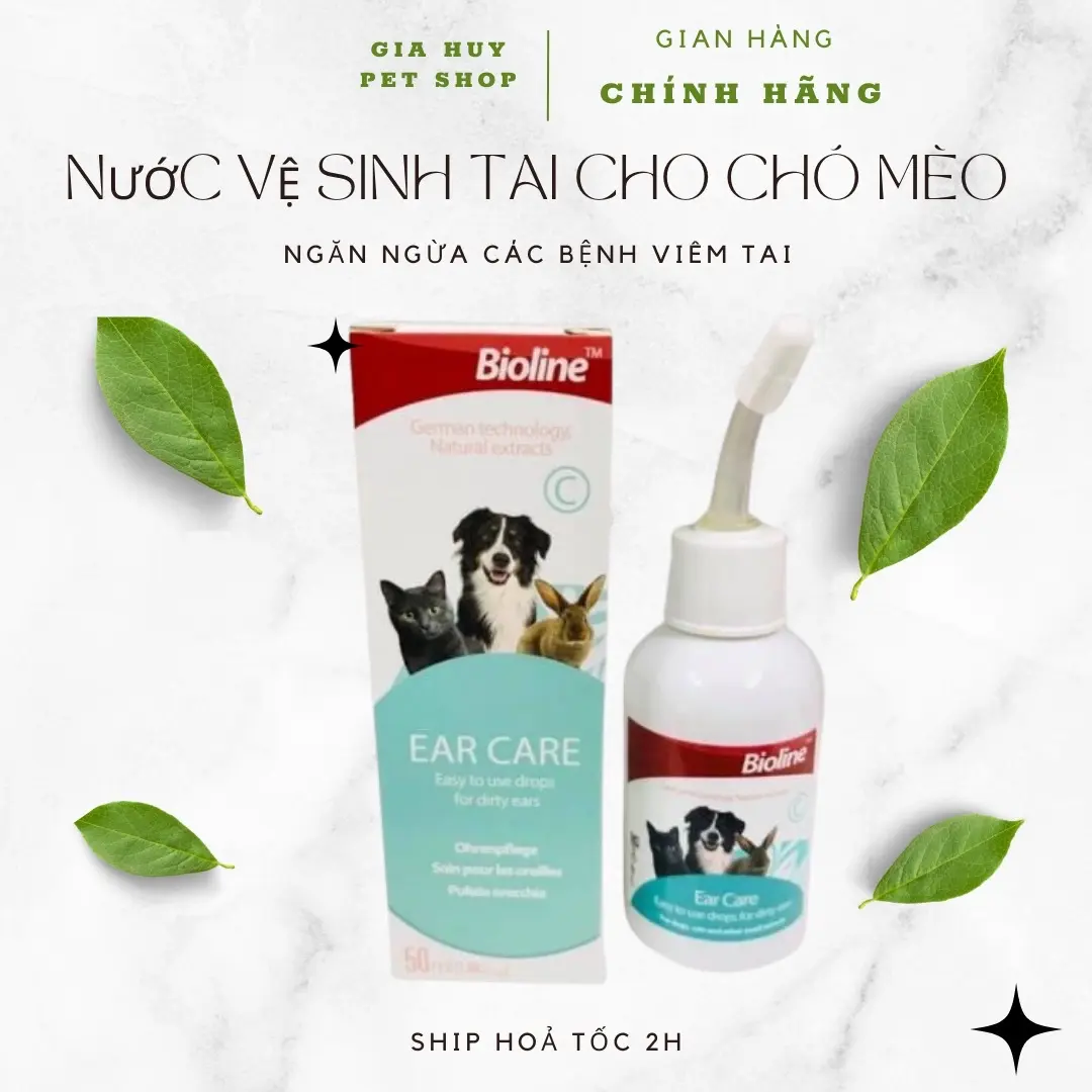Nước Rửa Vệ sinh Tai Cho Chó Mèo Ear Care Bioline 50ml Gia Huy Pet Shop