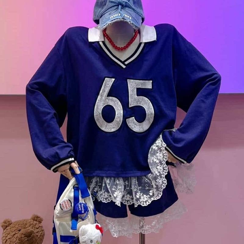 Set áo kèm quần 65 Phối Ren xanh đen Jiwa Quảng Châu chính hãng  Nữ Women