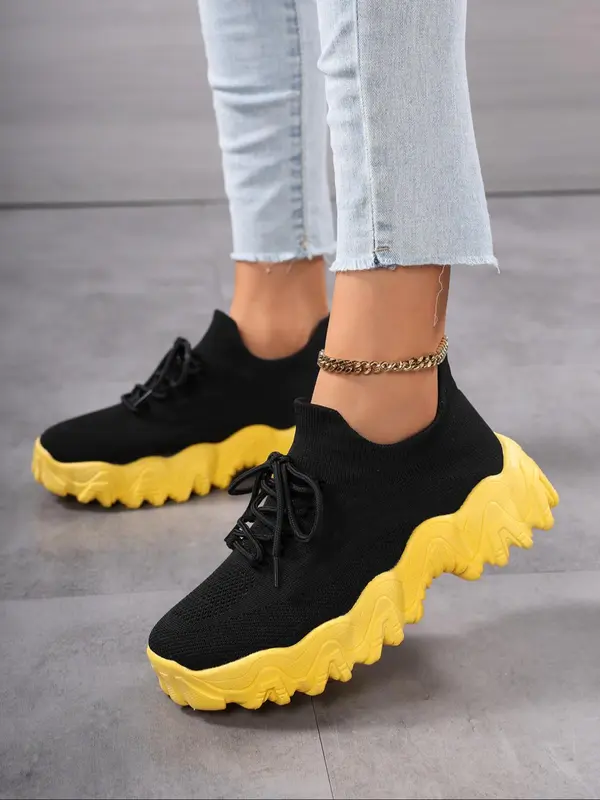 Women's Sporty Lace Up Running Shoes, Casual Comfortable Breathable Shoes for Daily Wear, Female All-match Round Toe Shoes for Daily Wear 6