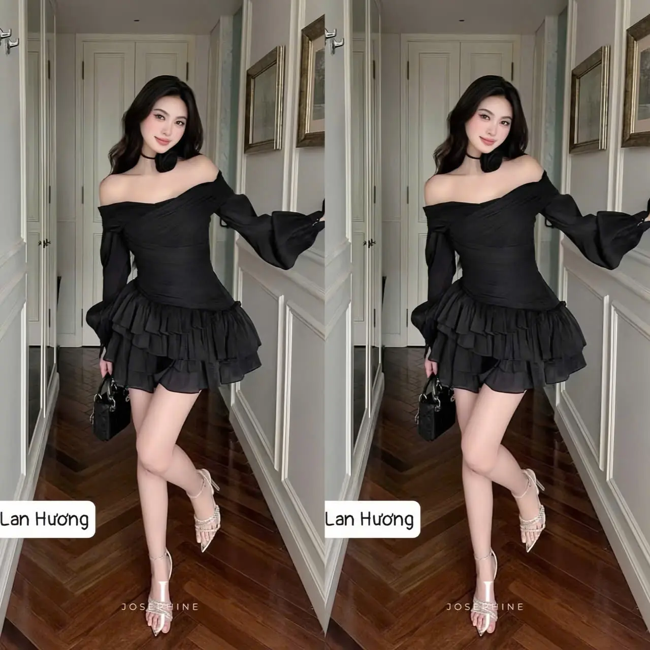 Đầm Trễ Vai Bèo Dự Tiệc Dễ Thương Sang Trọng Bigsize (58-90kg) Linhh Nguyem Bigsize