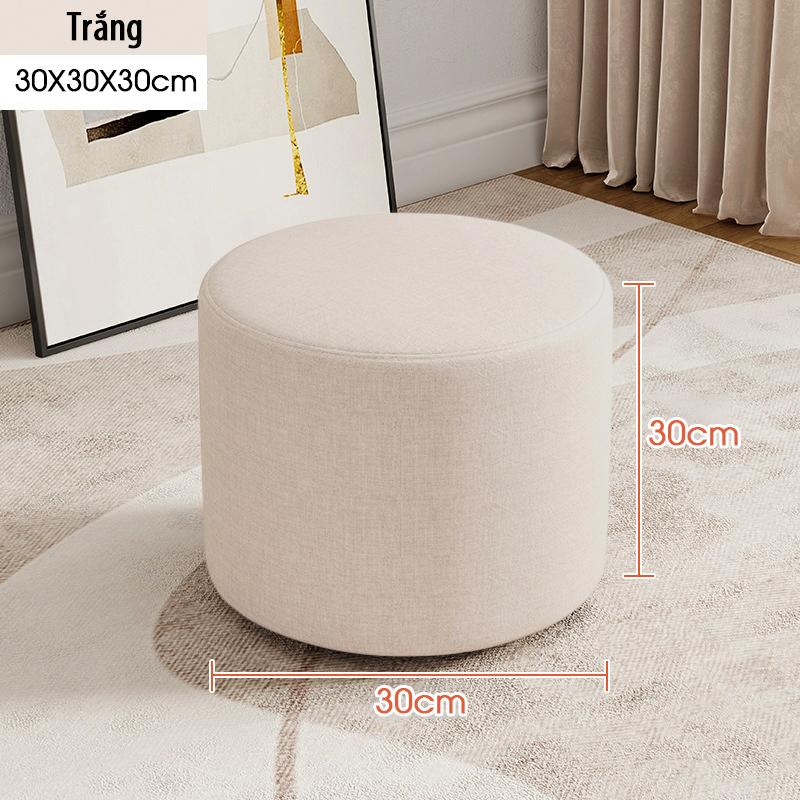 Ghế Đôn Sofa TRÒN FOREVER 84, Ghế Bàn Trang Điểm MÀU TRẮNG 30x30x30CM - Bọc Mút Dày Dặn - ĐỔI TRẢ TRONG VÒNG 3 NGÀY