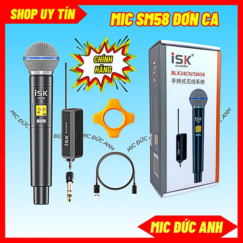 Micro Thu Âm SM58 Loại Cầm Tay Mic Không Dây BLX24CN/SM58 Dùng Cho Sound Card, Âm Li, Vang, Mixer, Loa Tặng Kem Jack 6ly