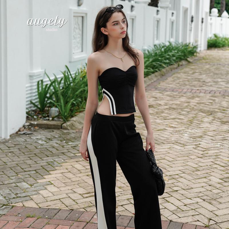 Product Introduction of Áo Ống Croptop Nữ Xẻ Tà Xếp Ly Ngực, AUGETY Mayson Tube Top 12