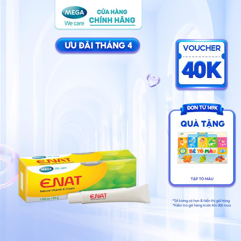 Kem dưỡng ẩm, hỗ trợ mờ nếp nhăn - Vitamin E, Jojoba, Vitamin A - ENAT NATURAL VITAMIN E Mega We Care (Tuýp 30g)