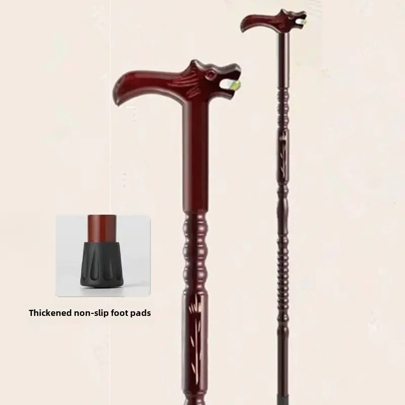 Outdoor Alpenstock Elderly Crutches Solid Wood Integrated Walking Stick Wooden Stick Four-Leg Faucet Wooden Lightweight Cane Non-Slip Handled Ascender