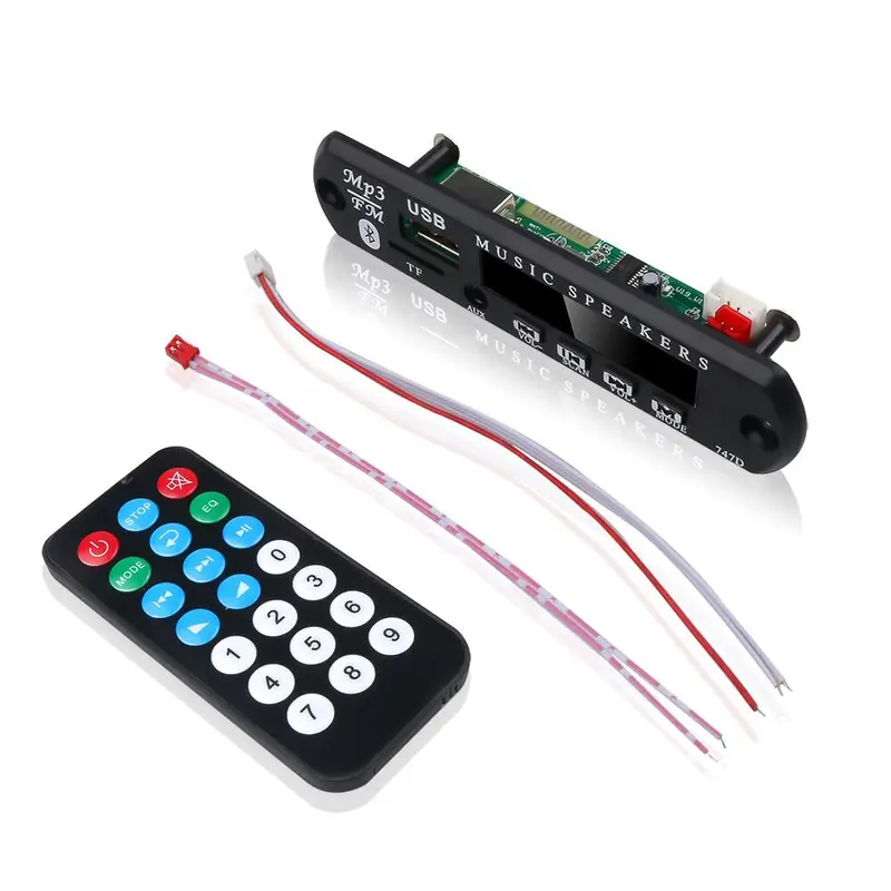 Bảng mạch giải mã âm thanh DC 5v / 12v Bluetooth 5.0 USB, Aux, SD, FM, Mp3 / Wma / Wav / Flac / Ape Đen màn hình màu 2