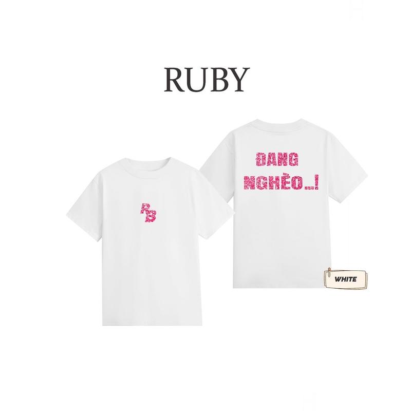 [ RBLUXURY ] Áo Thun Nam Nữ RB ĐANG NGHÈO !  Nữ  Kim Tuyến Verson Gray Thanh lịch Cotton 1