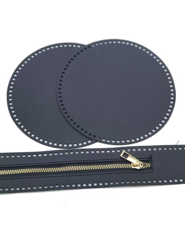 Women's Solid Color Bag Kniting Kit, Including Round Plate & Zipper & Chain Strap & Accessories, Bag Accessories for Diy Bag Making 4