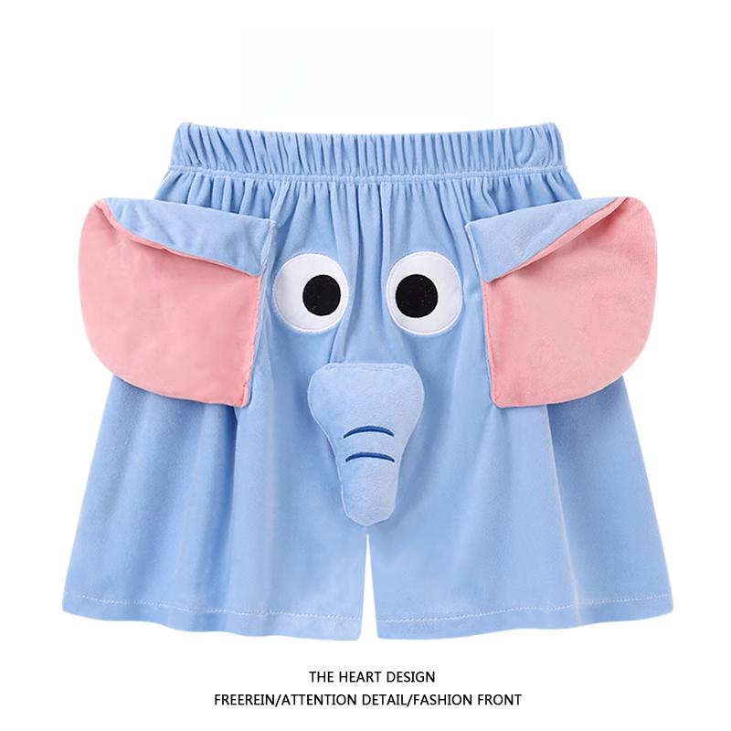 Couple's Casual Pajama Shorts: Elastic Band, Loose Fit & Funny Elephant Cartoon
