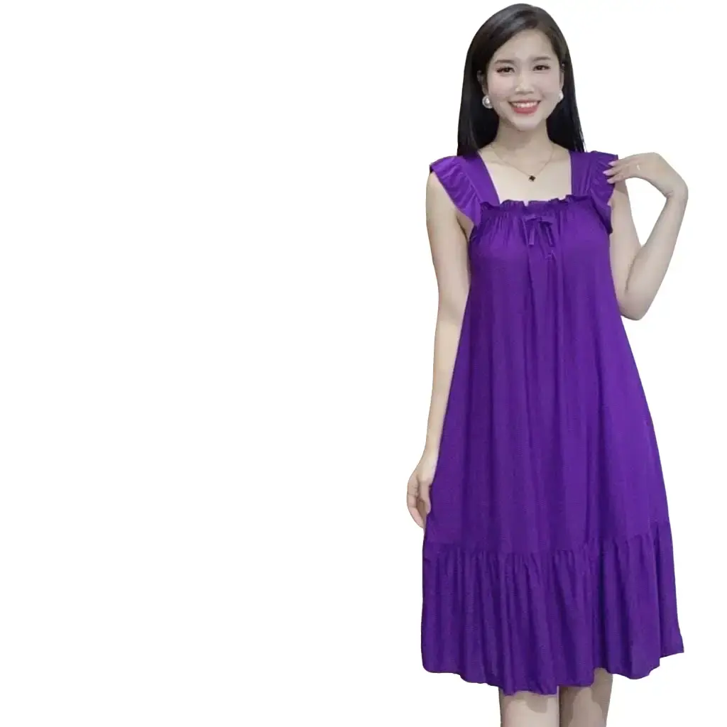 Đầm ngủ nữ thun lạnh tay cánh tiên xinh xắn
