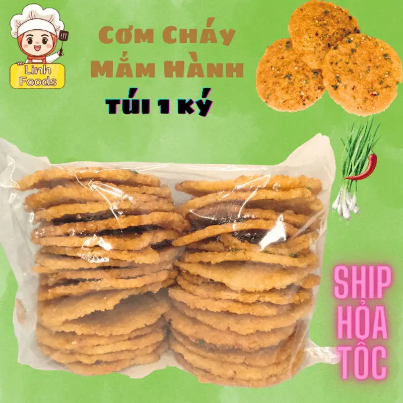 Cơm Cháy Chiên Mắm Hành - Loại Nguyên Miếng - Túi 1 Ký 0