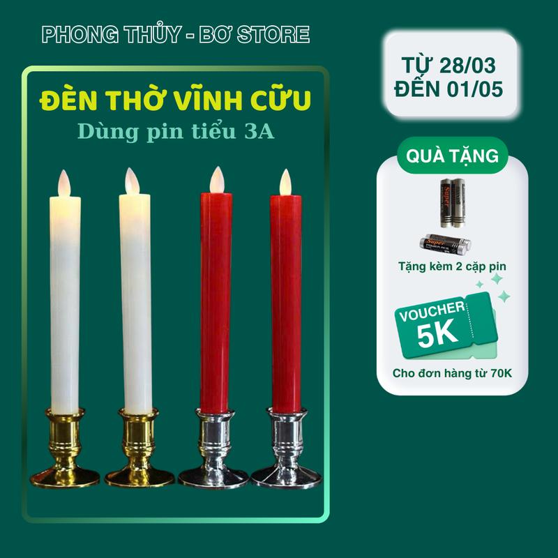  COMBO 2 ĐÈN NẾN ĐIỆN TỬ TRANG TRÍ BÀN THỜ CÓ ĐẾ CHÂN Decor Phòng 