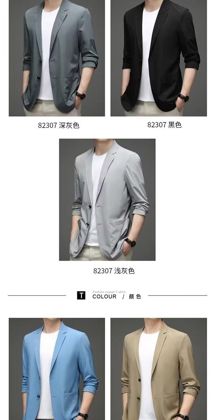 Product Introduction of 【M-4XL】Classic men Korean suit jacket lightweight thin style Ice Silk sunscreen fashion all-match casual shirt slim-fit cool suit cardigan men 15