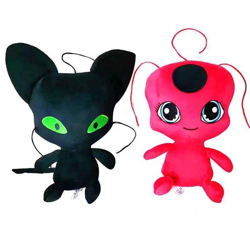 Mainan Mewah Ladybug Miraculous, Cat Noir, 24 Jam untuk Penghantaran Tersedia, 28cm, Anak Patung Haiwan Ladybug Adrien Marinette Plagg Tikki, 8B7B Toys