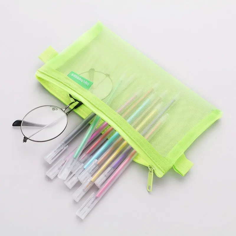 [MILOLI] Kotak Pensil HE CHOOSES SIMPLE Pouch Transparant Portabel Tempat Pensil Jaring Resleting Stationery - F0210 5