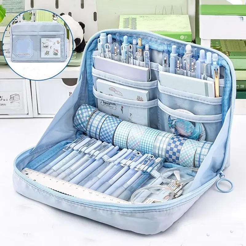 Large Capacity Stationery Bag, 1 Count Simple Pencil Case, Student Pencil Box, Stationery Storage Bag, Makeup Bag, Office Accessories 5