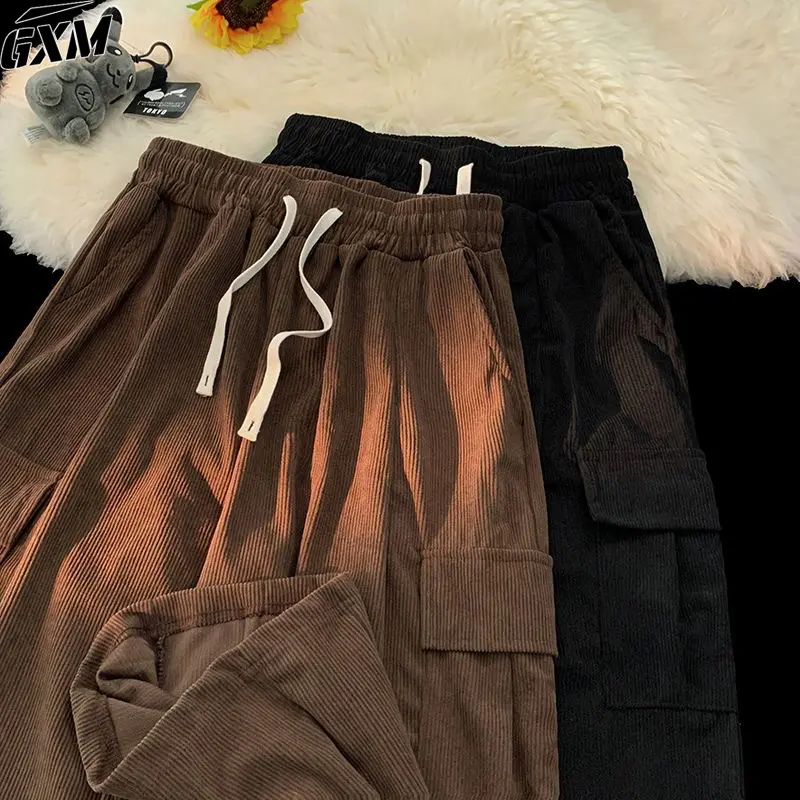 celana corduroy pria celana cargo corduroy pria celana korea Celana Kasual hitam Casual Model lurus pria celana korduroy Mode retro gaya Korea kain tahan kerut Mode untuk Korduroi Celana Kasual celana kargo premium celana gombrang pria 7