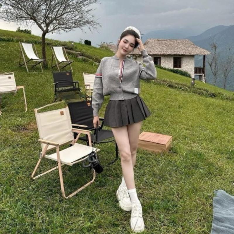   Hàng QC  Áo Khoác Bomber Phối Tay Kẻ Sọc 3 Màu Chất Len Mềm Mịn 