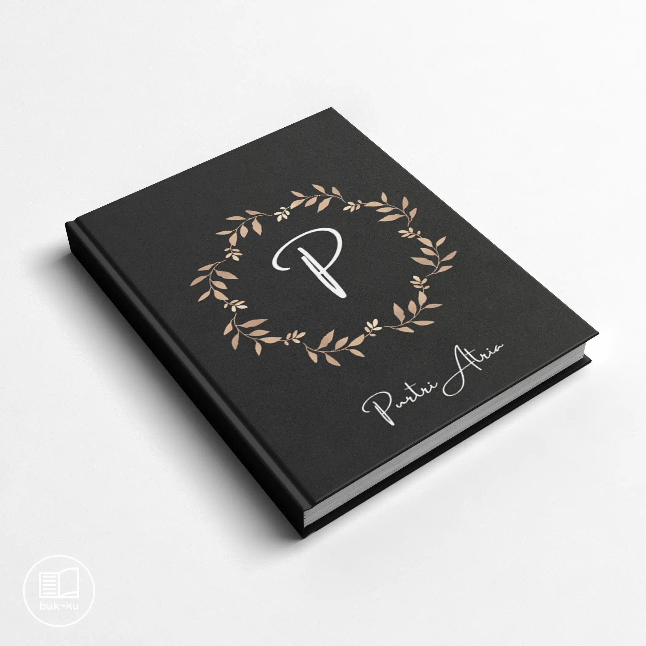 Notebook custom nama inisial lingkaran bunga