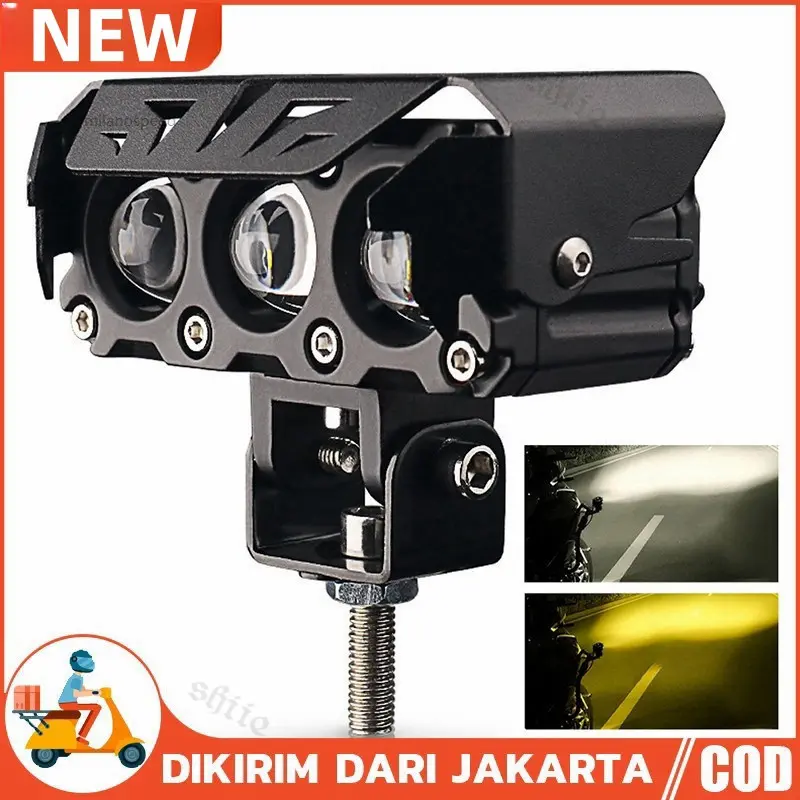 (Beli dua lampu dan dapatkan saklar gratis!!!)LAMPU LED TEMBAK LASER SQL 3 MATA LUMINOSLED Q9 Hi LOW MOBIL MOTOR 2 WARNA SUPER TERANG 8