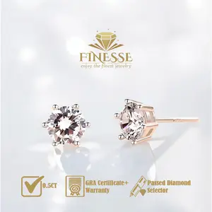 Finesse Jewelry - Anting Silver 925 1.0CT - Lacey B - Perhiasan Lapis Emas 18K -Certified Moissanite